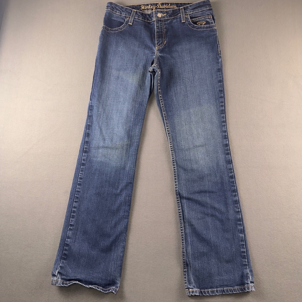 Harley-Davidson Womens Bootcut Jeans Medium Wash Stretch Size 10 99176-16VW